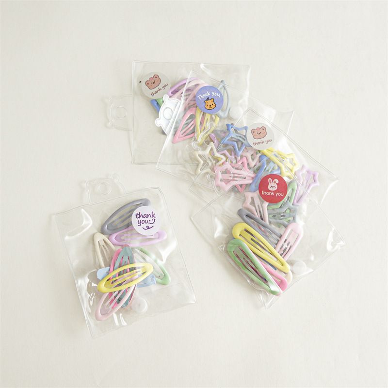 Korean Style Children's Candy Color Star Geometric Dripping Oil Metal Bb Clip Hairpin 10 Pcs Set