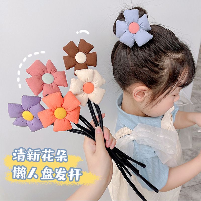 Korean Style Summer Children's Flower Updo Rod Headband Hair Accessories
