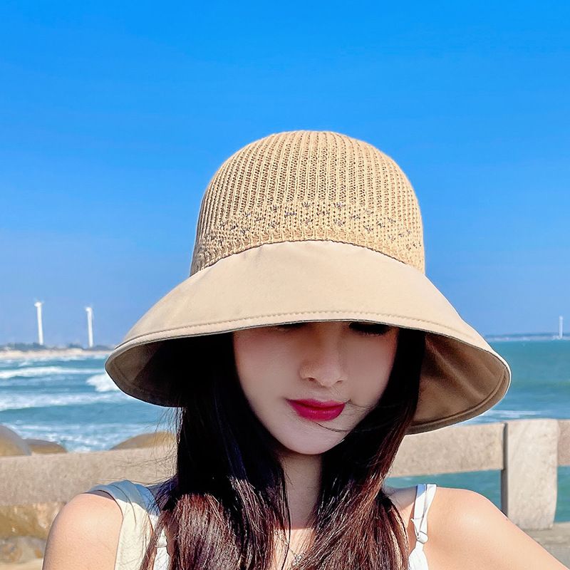Fashion Large Edge Hollow Sun Protection Solid Color Outdoor Beach Travel Hat
