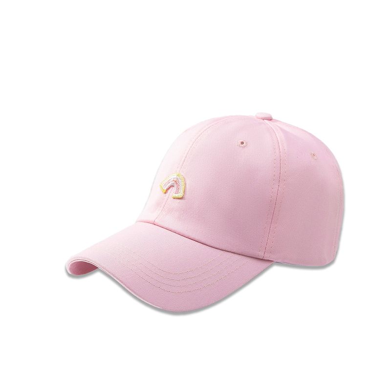 Fashion Wide Brim Rainbow Pattern Pink Baseball Cap