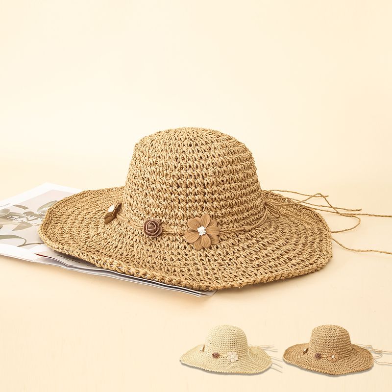 Summer New Style Paper Rose Wide Brim Sun-proof Straw Hat