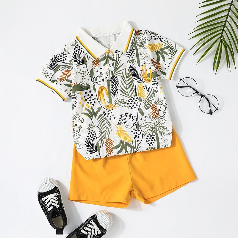 Fashion 2022 Summer Boy's Short-sleeved Shirt And Shorts Two-piece Suit
