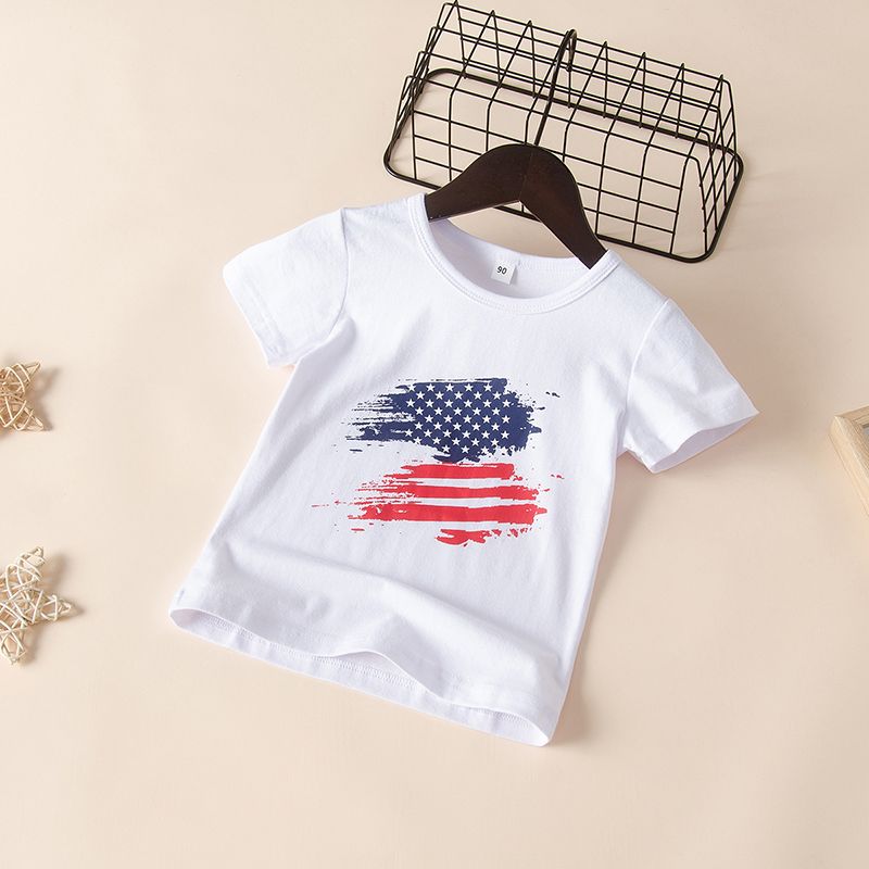 الأطفال الأولاد الصيف جديد غير النظامية نمط طباعة بلون قصيرة-أكمام عارضة T-قميص