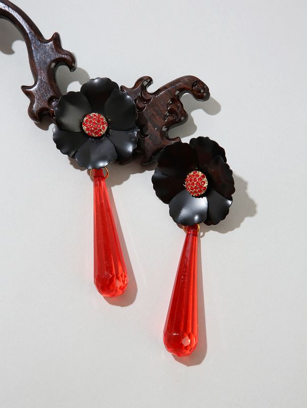 Flower Decor Exaggerated Acrylic Earrings