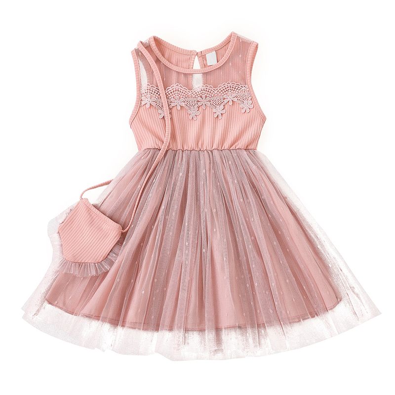Cute Children Fashion Sleeveless Dress Sweet Tulle Skirt Two-piece Suit
