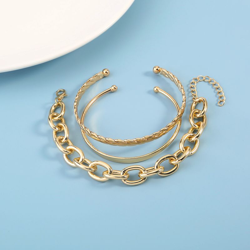 New Fashion Open C-type Women's Alloy Bracelet 3-piece Set