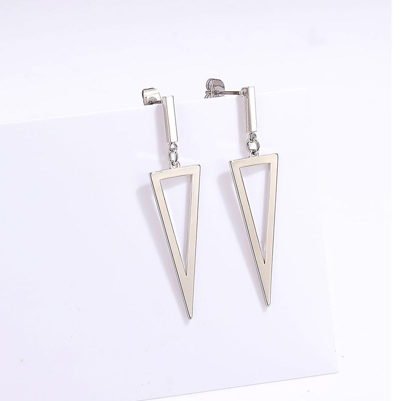 Fashion Simple Triangle Electroplated 18k Platinum Copper Earrings