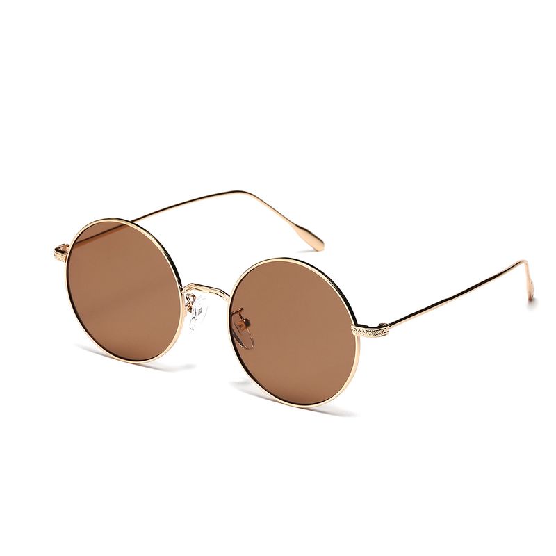 Fashion Round Metal Small Frame Ocean Lens Essential Classic Look Sunglasses