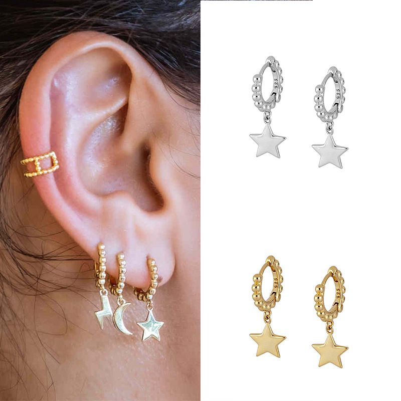 Fashion New Style Copper Star Gold-plated Pendant Earrings