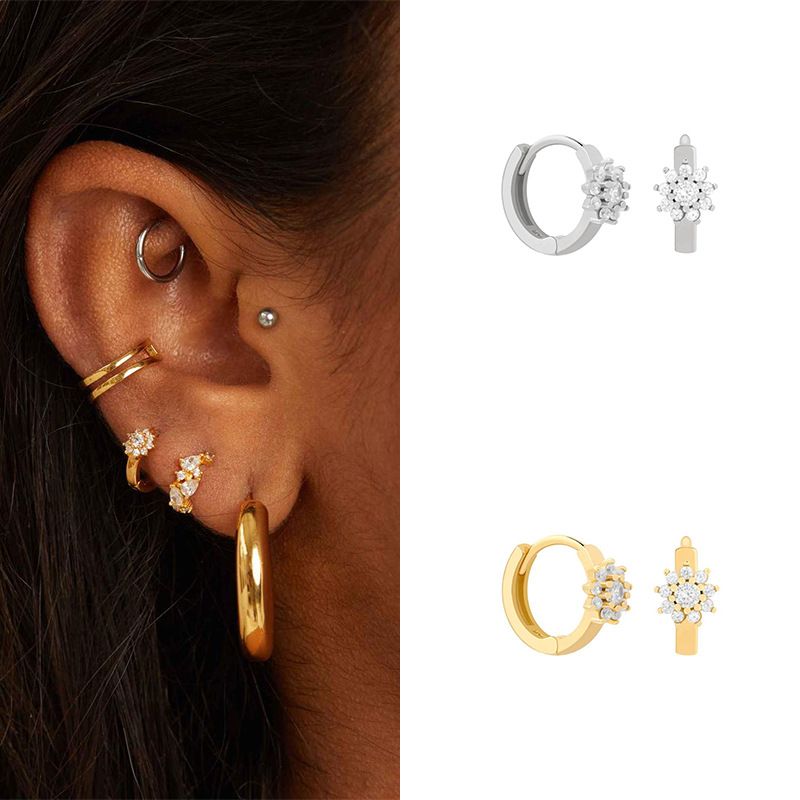 Fashion Snowflake Copper Earrings Inlay Zircon Copper Earrings