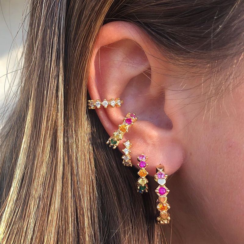 Fashion Heart Copper Zircon Earrings