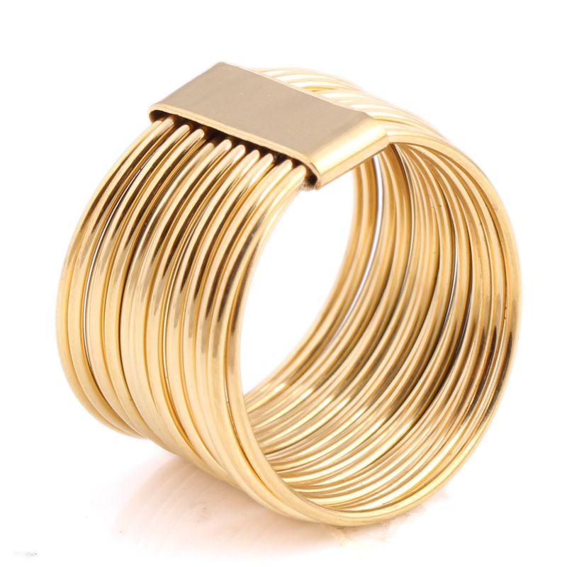 Mode Kreative 18k Gold Überzogene Titan Stahl Draht Ring
