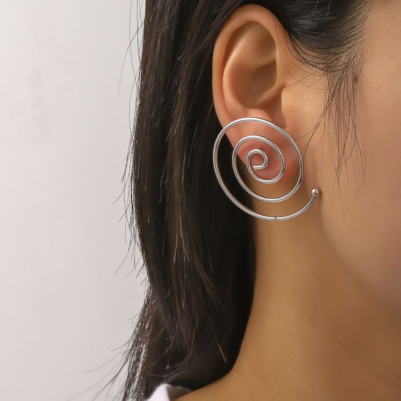 Mode Nouveau Style Géométrique Spirale Creux Alliage Boucles D'oreilles