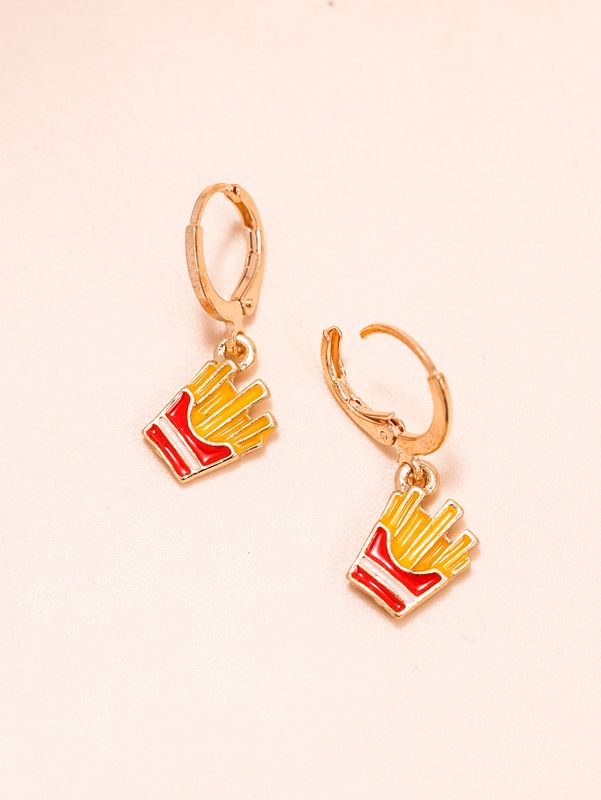 Modern Style French Fries Alloy No Inlaid Drop Earrings