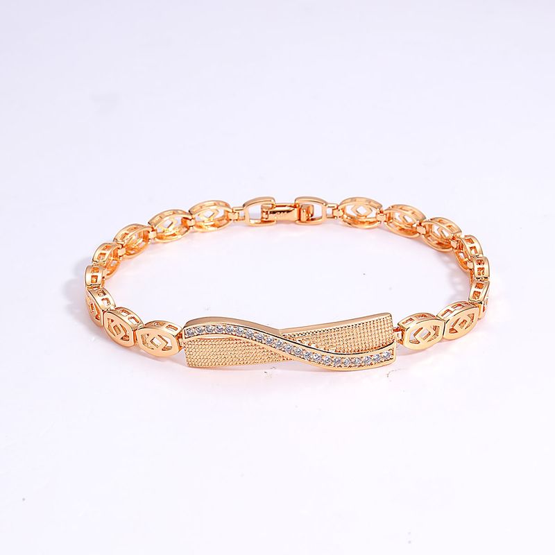 Fashion Simple Copper Electroplated 18k Gold Inlaid Zircon Square Bracelet