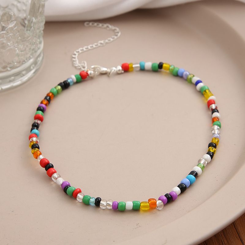 New Bohemian Style Color Beaded Single Layer Necklace Clavicle Chain