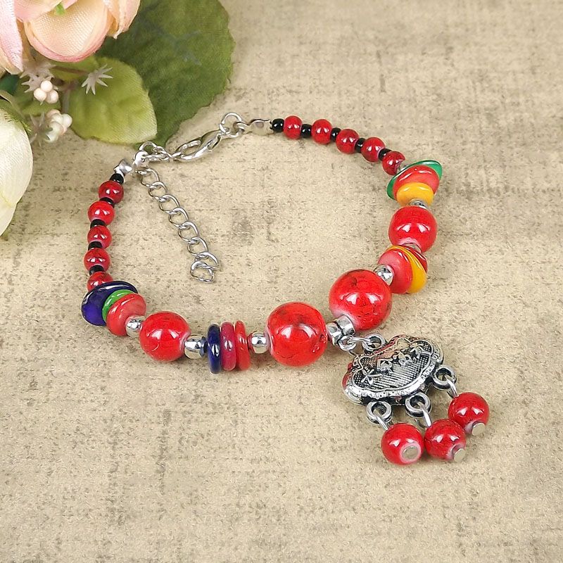 Ethnic Style Color Shell Glass Colorful Beads Wristband Bracelet