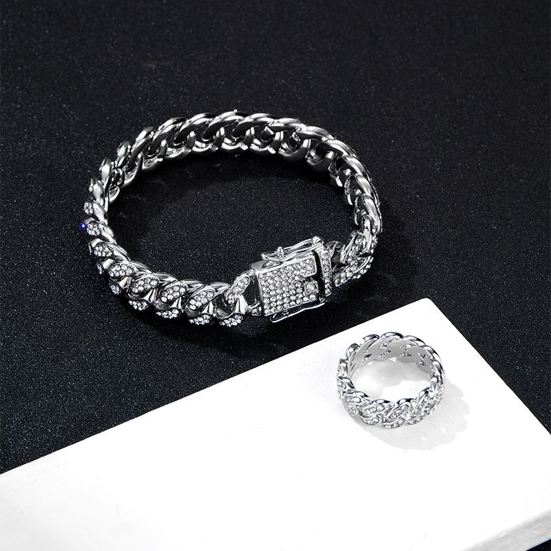 Hip-hop Geometric Alloy Plating Artificial Gemstones Bracelets