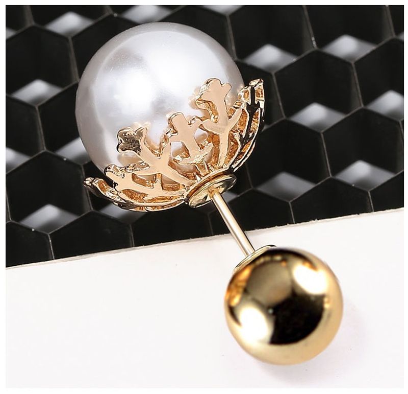 Fashion Simple Geometric Pin Double-headed Pearl Alloy Brooch