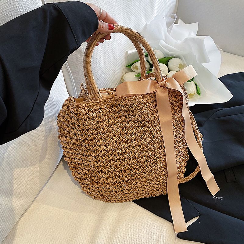 Casual Style Large Capacity  Woven Straw Portable Shoulder Bag