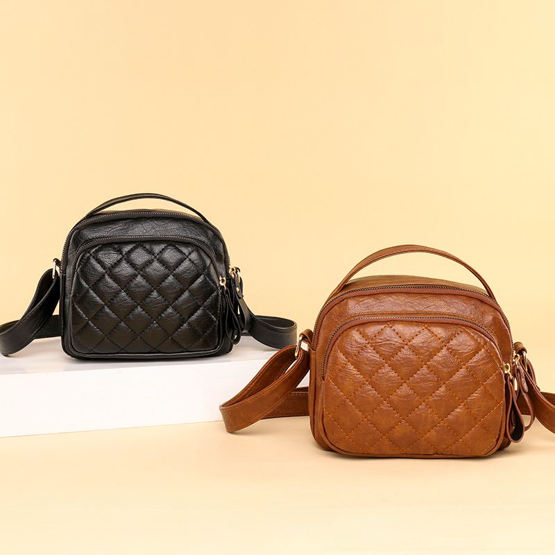 Fashion New Soft Leather Small Square Women's Retro Messenger Shoulder Bag