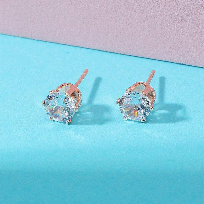 Mode Einfache Glänzende Kristall Zirkon Intarsien Stud Ohrringe Großhandel