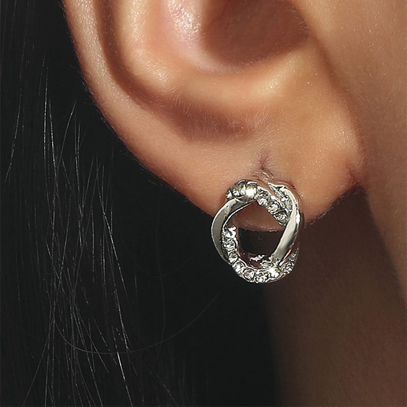 Fashion Elegant Rhinestone Inlaid Geometric
twist Stud Earrings