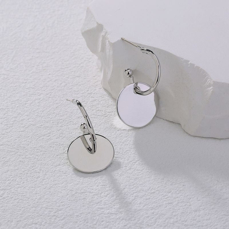 Mode Einfachen Metall Wafer S925 C-förmigen Silber Ohrringe