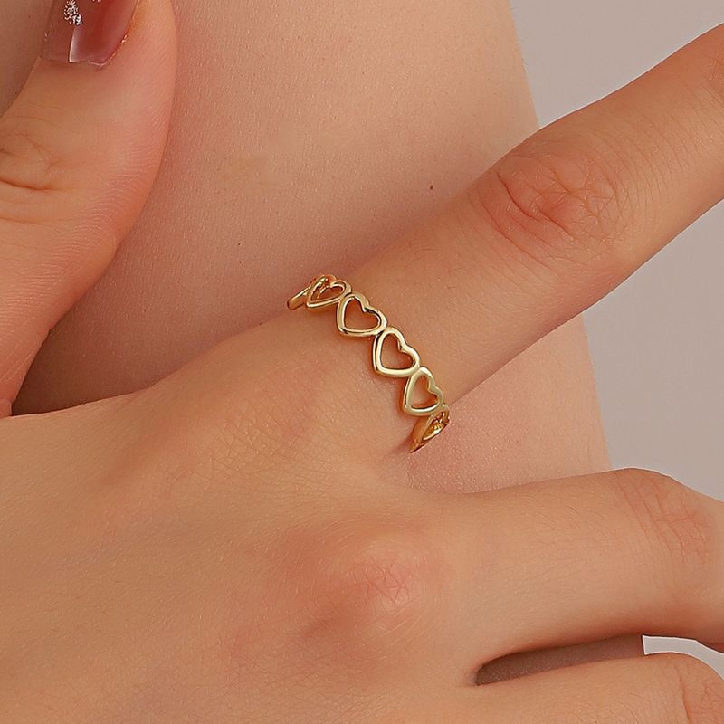 Simple Fashion Hollow Heart Shape Geometric Copper Ring