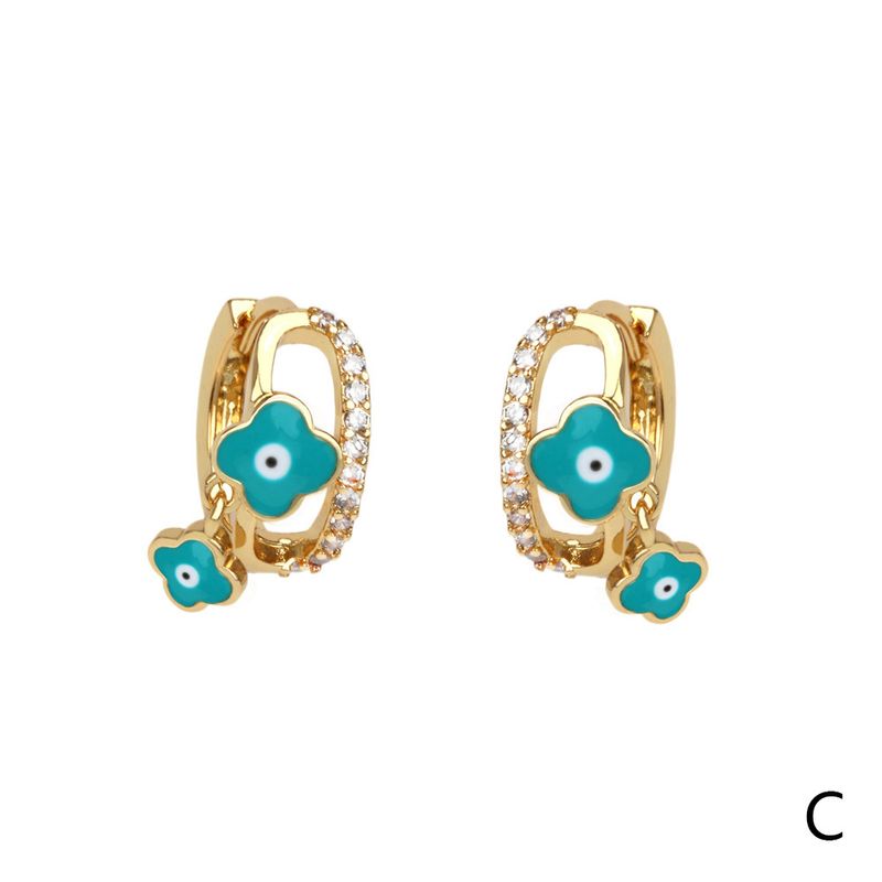 Fashion Elegant Colorful Drop Oil Devil's Eye Copper Earrings Ornament