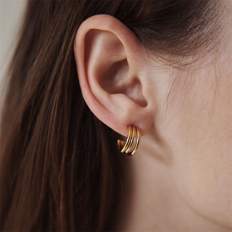 Neue Einfache Goldene Silberne Edelstahl Kleine Ohrringe