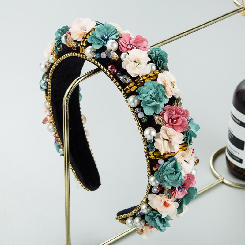 Fashion Ethnic Style Color Flower Inlaid Rhinestone Headband