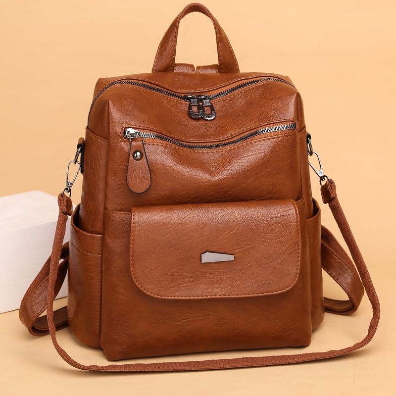 Fashion Women's  New Simple Shoulder Messenger Soft Pu Travel Backpack