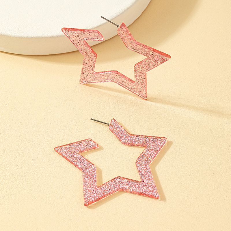 Fashion Simple Frosted Five-pointed Star Cute Alloy Earrings