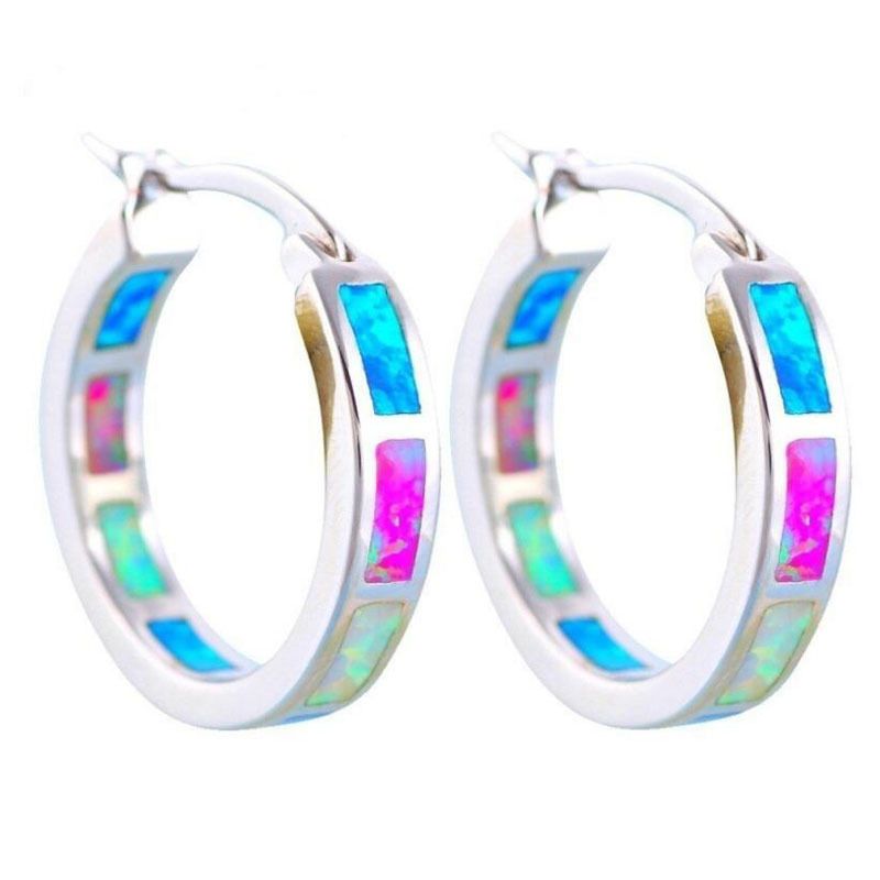 Colorful Drop Oil Inlaid C-shape Earrings Multi Colors