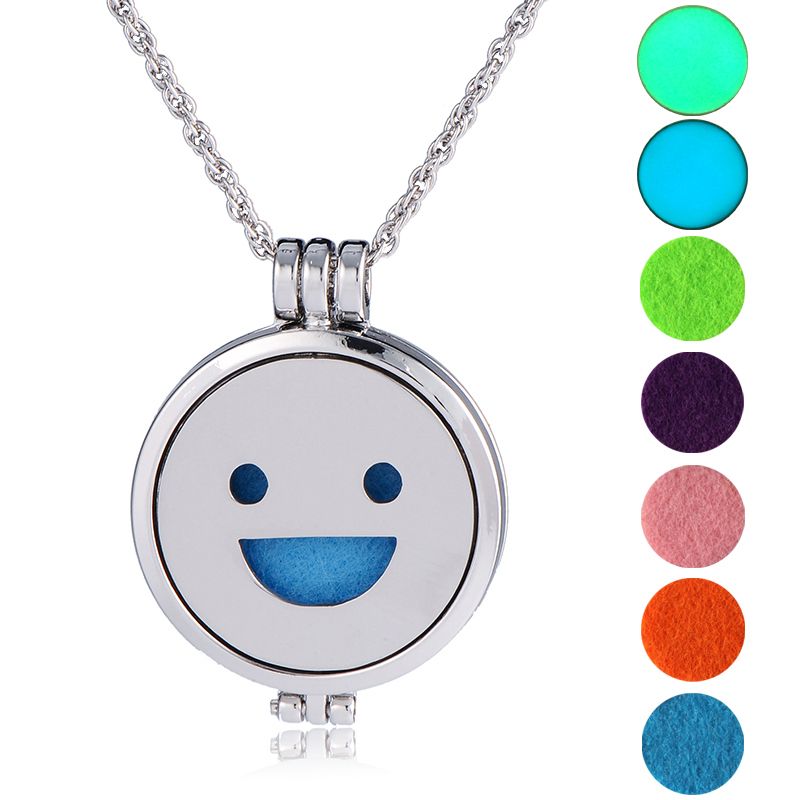 Long Alloy Aromatherapy Chain Handmade Diy Smile Pendant Luminous Necklace