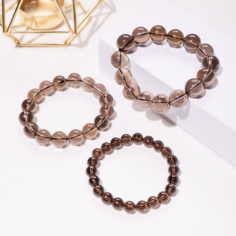 Natural Round Beads Single Circle Smoke Crystal Diy Bracelet