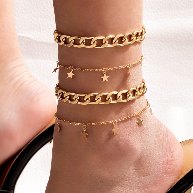 Fashion Simple Geometric Ornament Star Four-layer Geometric Alloy Anklet