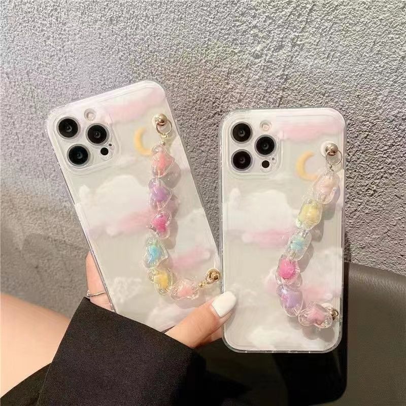 Cute Cloud Pattern Colorful Heart Bracelet Iphone 12 Pro Max Phone Case