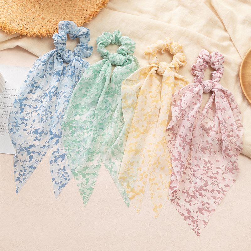 Simple Style Long Streamer Knotted Head Rope Tie Dye Color Headscarf