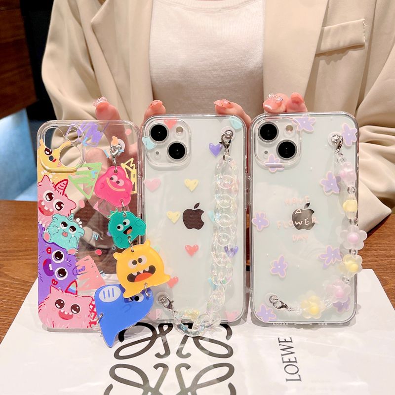 Cartoon Pattern Painted Bracelet Iphone 13 Pro Max Phone Case