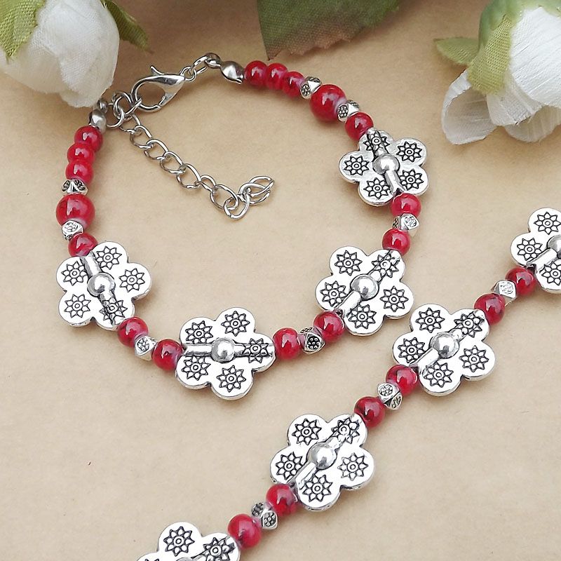 Ethnic Retro Jewelry Accessories Colorful Beads Women's Alloy Bracelet