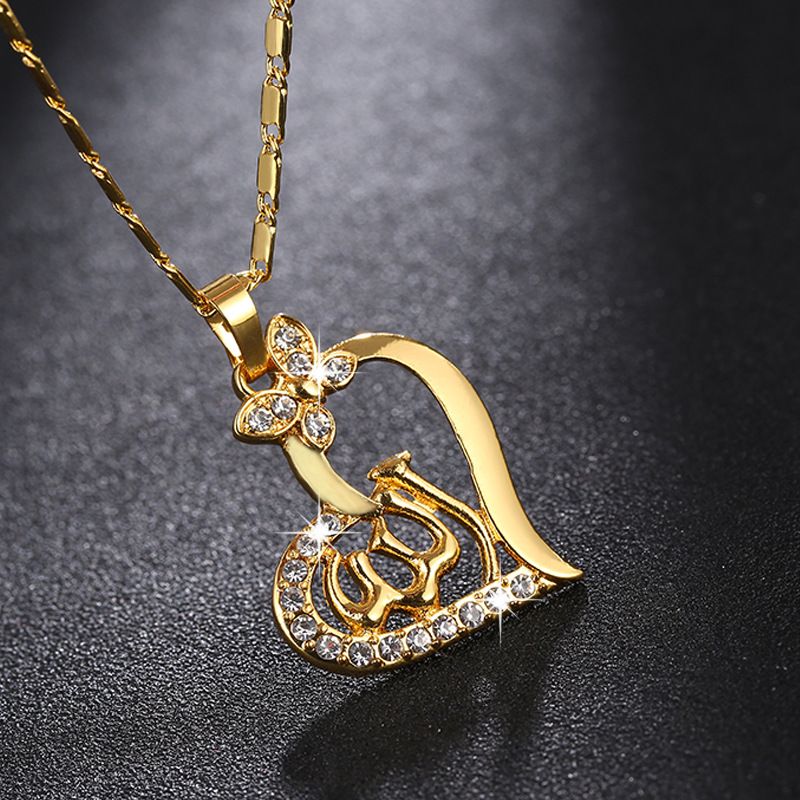Fashion Simple Heart-shaped Pendant Women's Copper Necklace