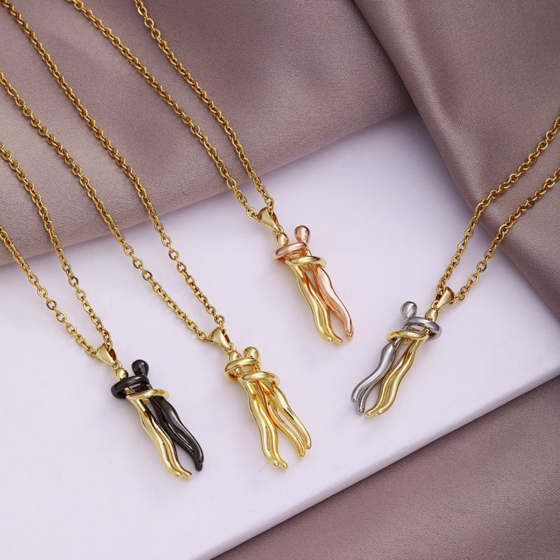 Wholesale Fashion Geometric 304 Stainless Steel Copper 18K Gold Plated No Inlaid Necklace