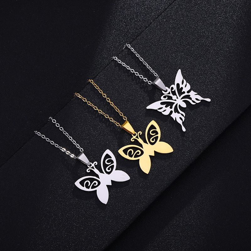 Fashion Butterfly Stainless Steel Plating None 18K Gold Plated Women'S Necklace