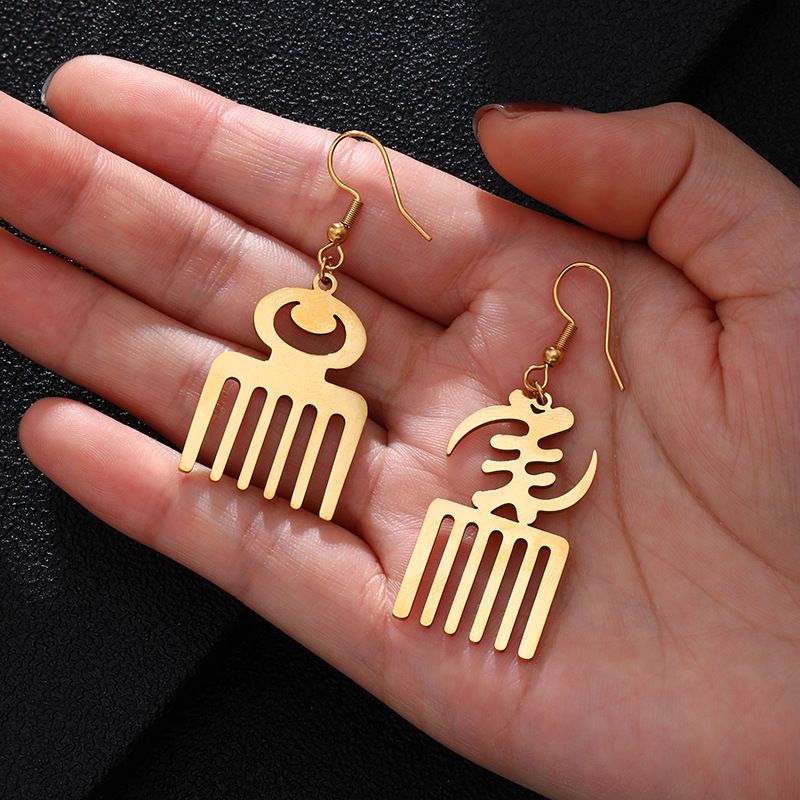 Fashion New Geometric Pendant Hollowed-out Stainless Steel Earrings