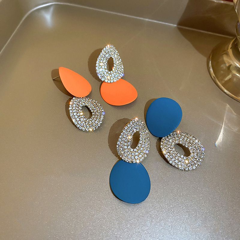 Mode Neue Stil Intarsien Diamant Twisted Runde Anhänger Ohrringe