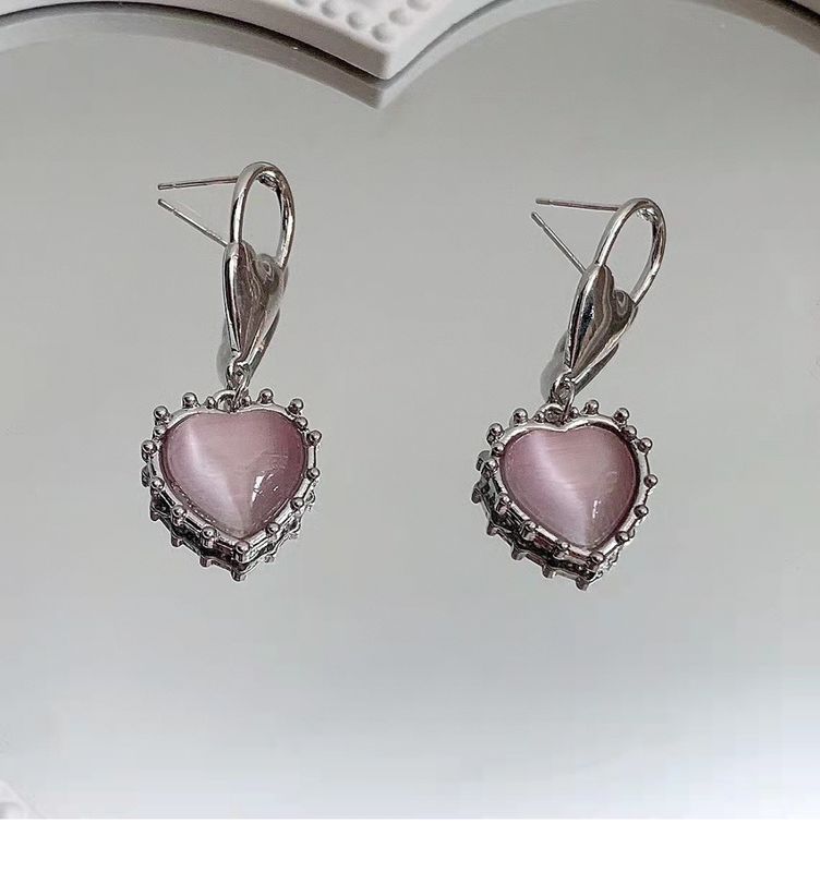 Cool Alloy Heart Earrings Shopping Inlay Opal Drop Earrings As Picture