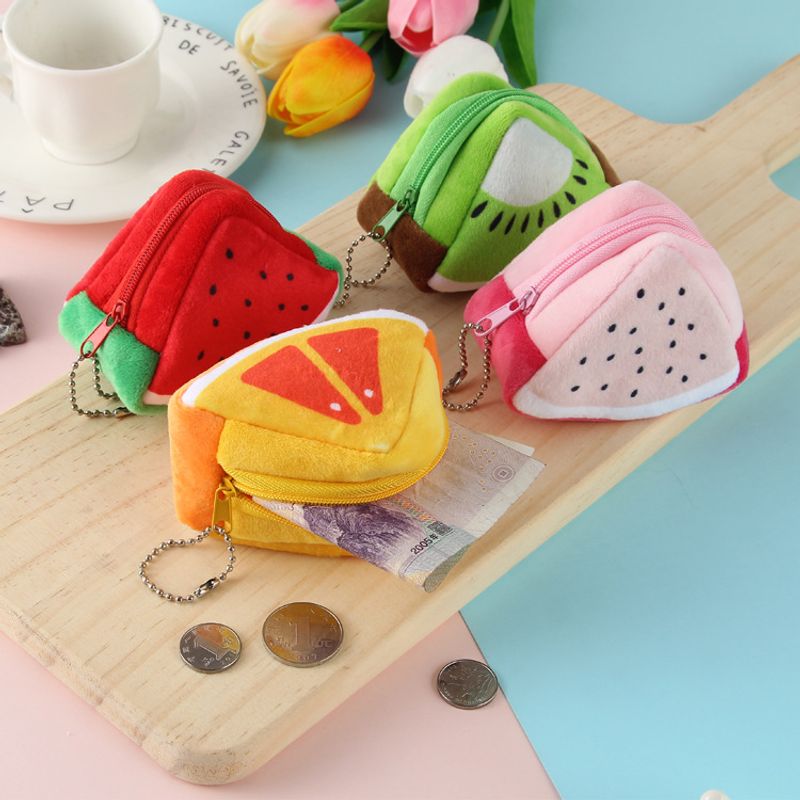Women's Fruit Plush Multicolor Zipper Kids Wallets