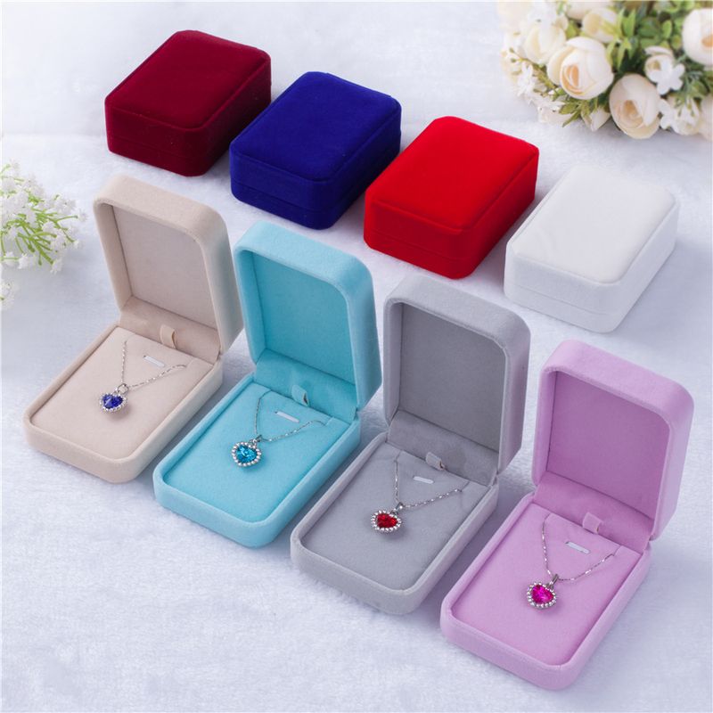 Basic Solid Color Flannel Fabric Jewelry Boxes